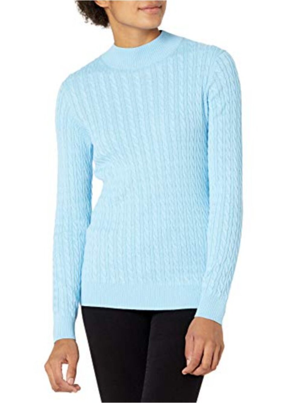 Classic-Fit Lightweight Cable Knit Long-Sleeve Mockneck Sweater Pullover